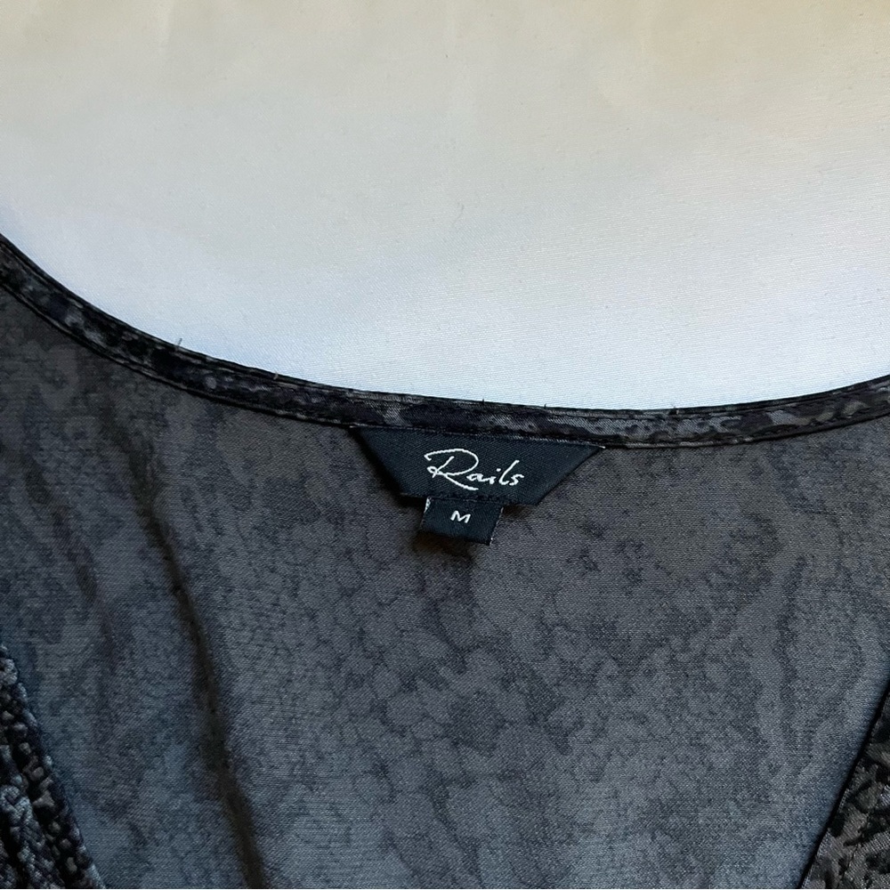 Rails Black Python Snake Print Satin Vneck Long P… - image 6